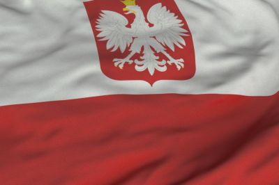 The flag of Poland consists of two horizontal stripes of equal width, the upper one white and the lower one red