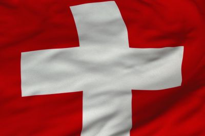 The flag of Switzerland consists of a red flag with a white cross in the centre